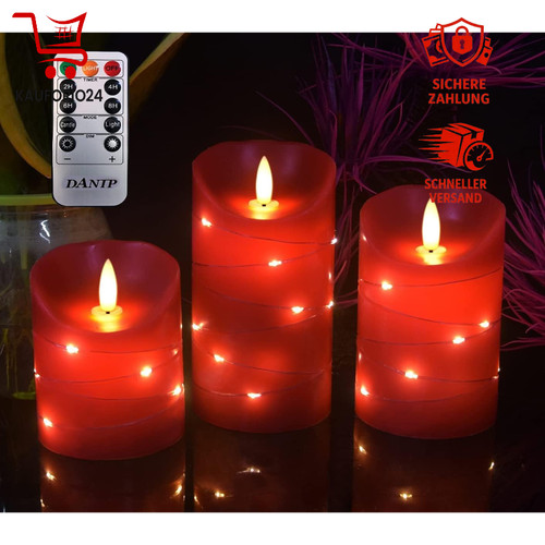 Flammenlose kerze rot led - flammenlose, 3