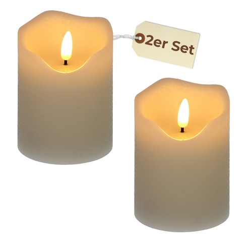 2er set led echtwachs kerze - 2er,