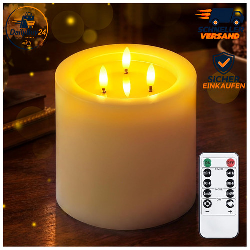 Led kerze 15x15cm flammenlos - 15x15cm,