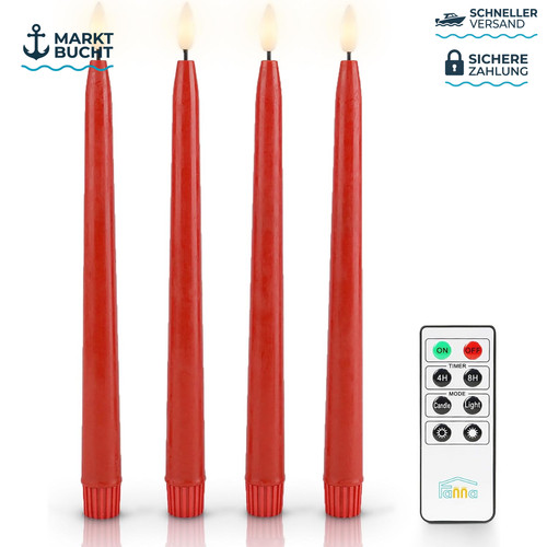 Led stabkerzen 4er set - set, rot