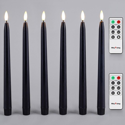 Led stabkerzen 6er set schwarz - led,