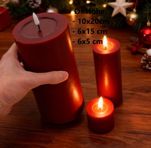 Led weihnachtskerzen groß 3er - groß,