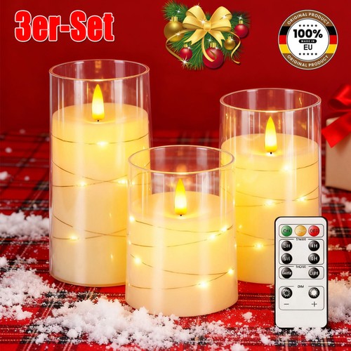 3er led kerzen warmweiß kerze - warmweiß,